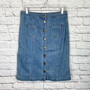 Logo by Lori Goldstein Button Front Denim Skirt Size 8